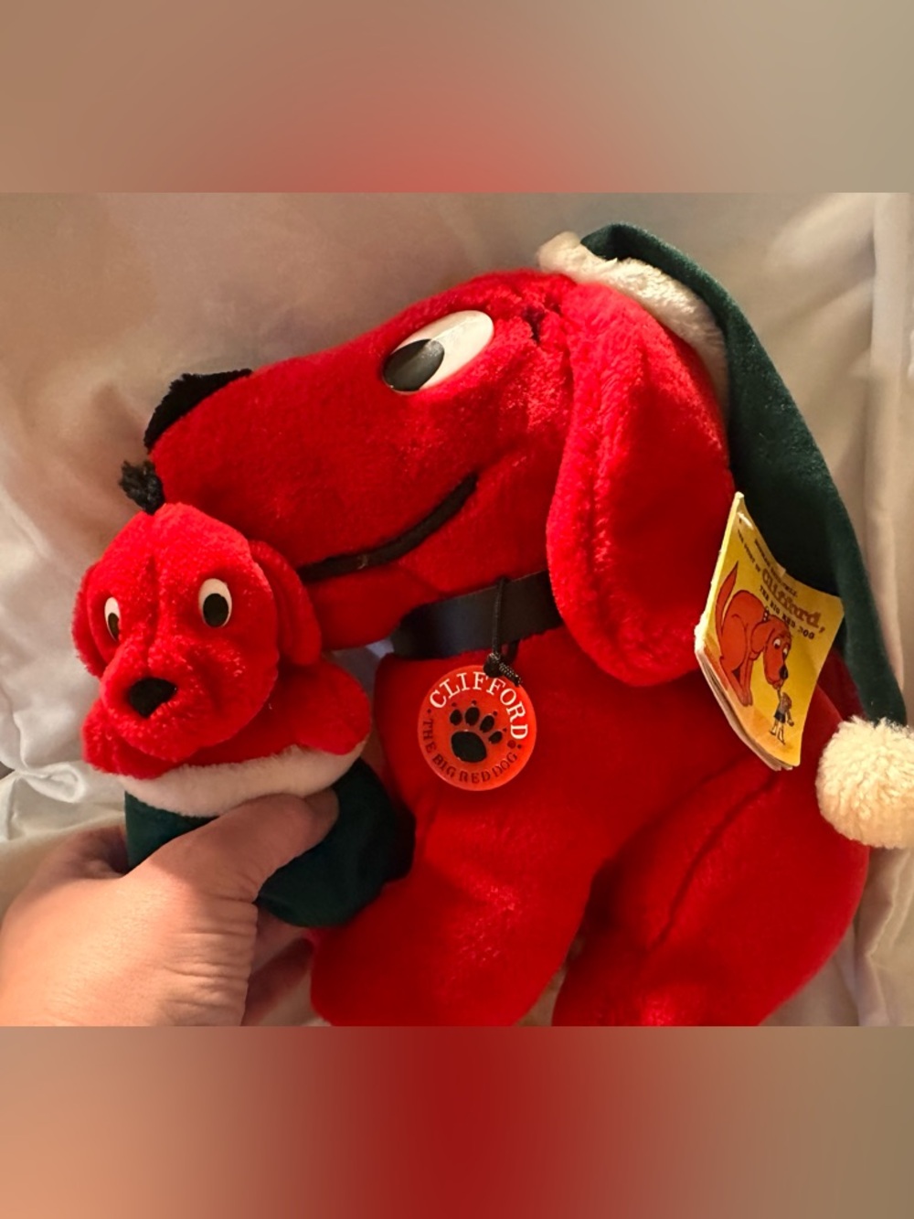 Vtg Clifford The Big Red Dog Christmas Plush With Puppy 1992